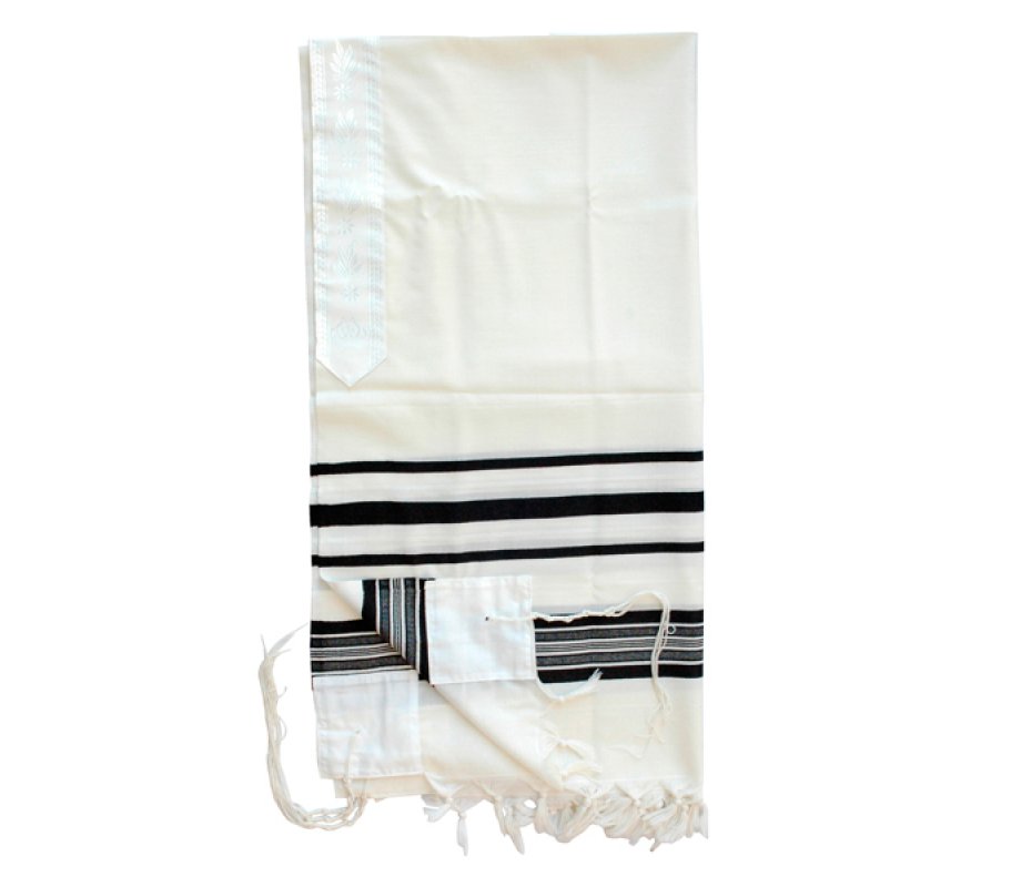 Talitnia Prima AA Tallit Premium Pure Wool Prayer Shawl - Black Stripes