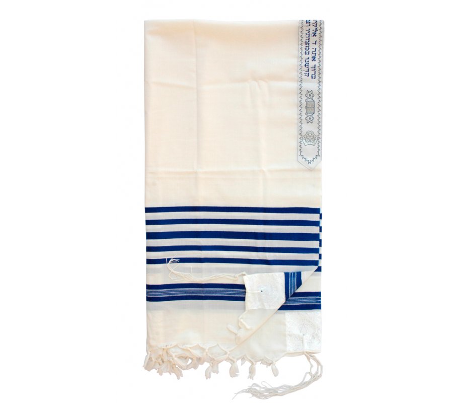 Talitnia Wool Tallit Traditional Kosher Prayer Shawl - Blue & White Stripes