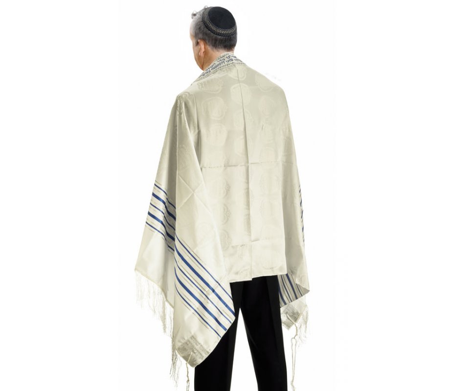 Talitnia Zion Paz Tallit Prayer Shawl - Blue Gold Stripes