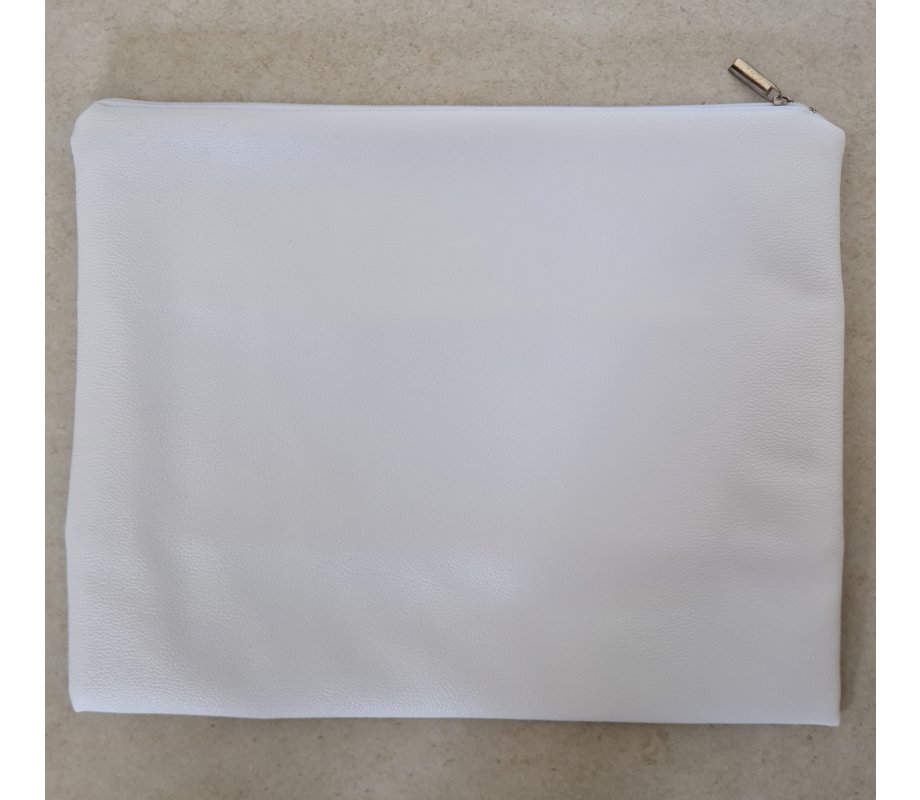 Tallit and Tefillin Bag, White Faux Leather – Silver and Gray Jerusalem Images