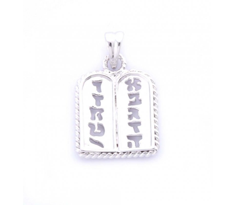Ten Commandments Tablet Pendant - Rhodium Plated Gold Filled