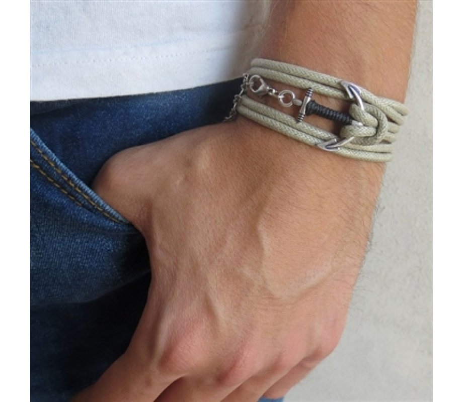Triple Wrap Bracelet with Silver Plated Anchor - Only 1 In Stock