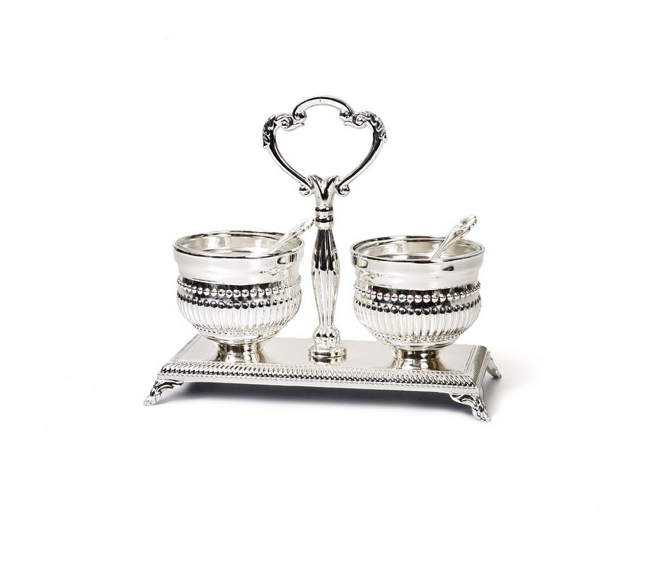 Two-in-One Silver-Plated Salt and Pepper Dishes