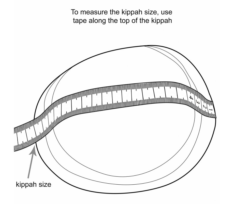 White Knitted Kippah with Light Blue Stripes Around the Edge - Choice of Sizes