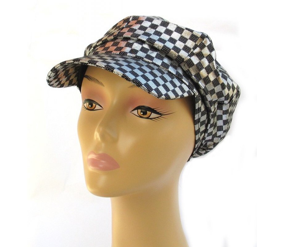 Womens Metallic Silver and Black Cap