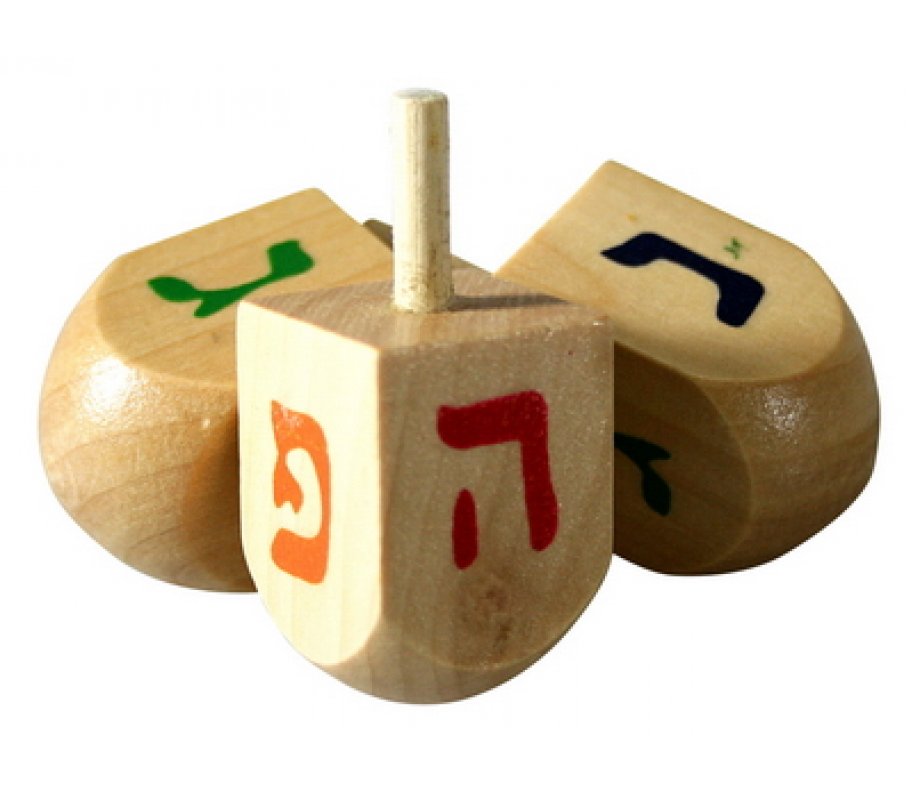 Wood Hanukkah Dreidels with Colorful letters