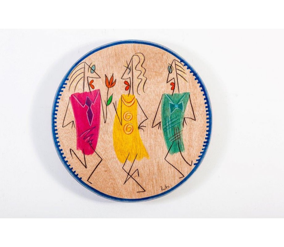 Wood Place Mat by Kakadu Art - People