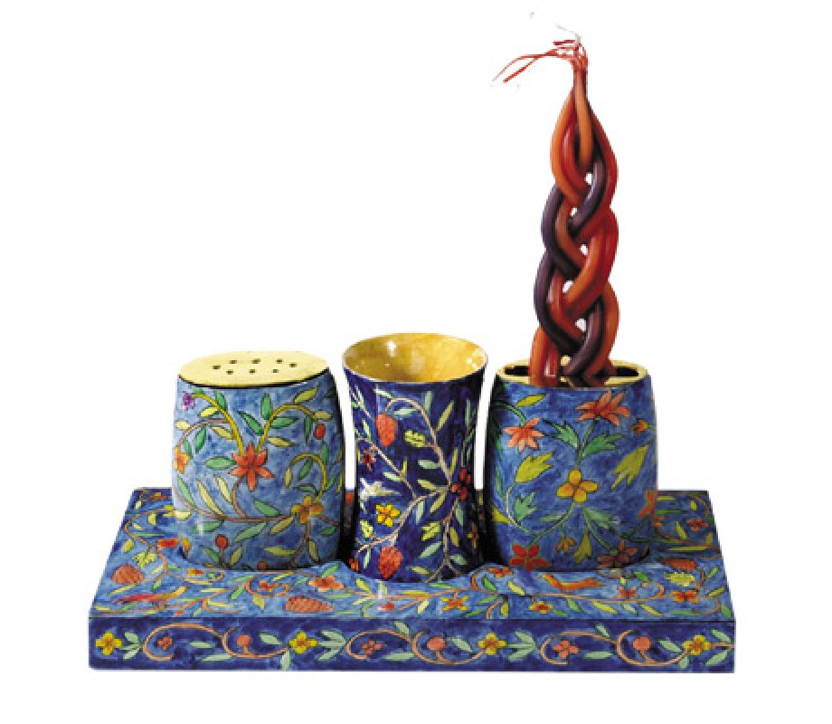Yair Emanuel - Shabbat Candles and Havdalah Set, Hand Painted Wood – Oriental