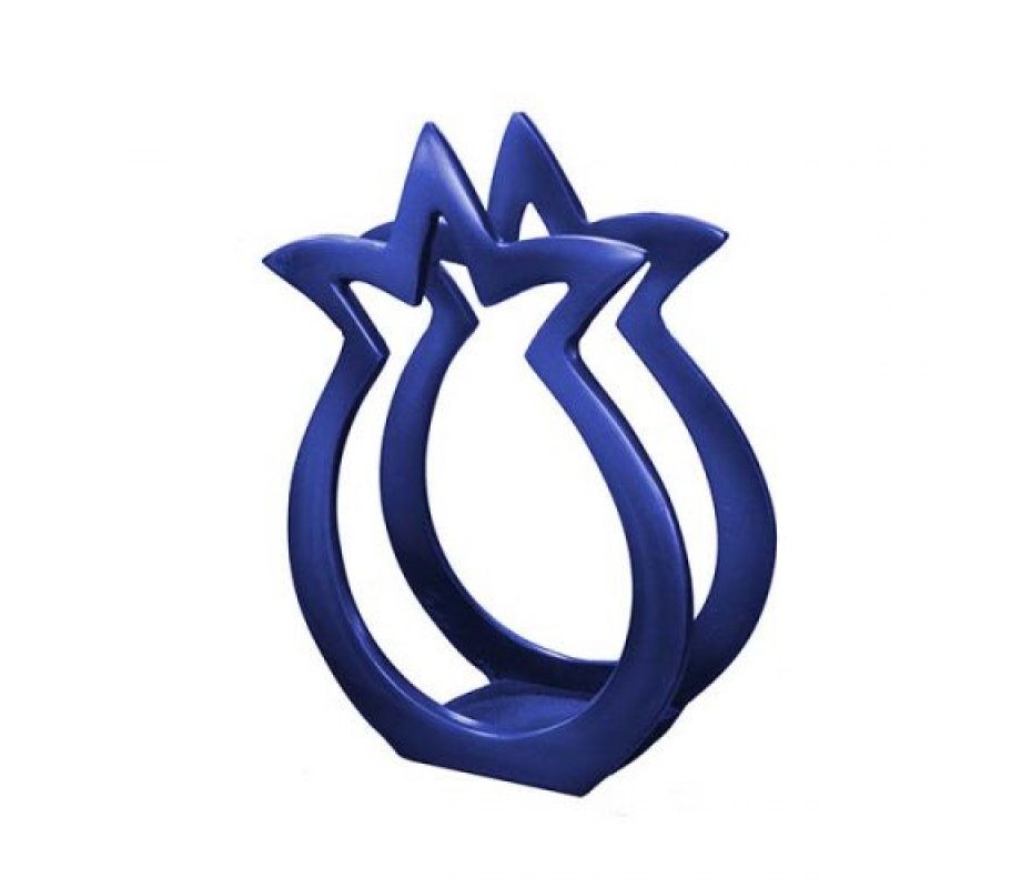 Yair Emanuel Aluminum Napkin Serviette Holder, Pomegranate Shape - Blue
