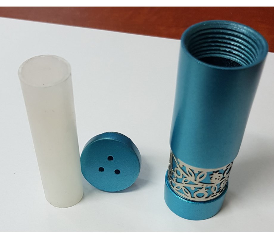 Yair Emanuel Aluminum Salt and Pepper Set with Pomegranate Band - Turquoise