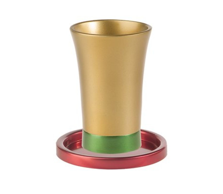 Yair Emanuel Anodized Aluminum Kiddush Cup and Saucer