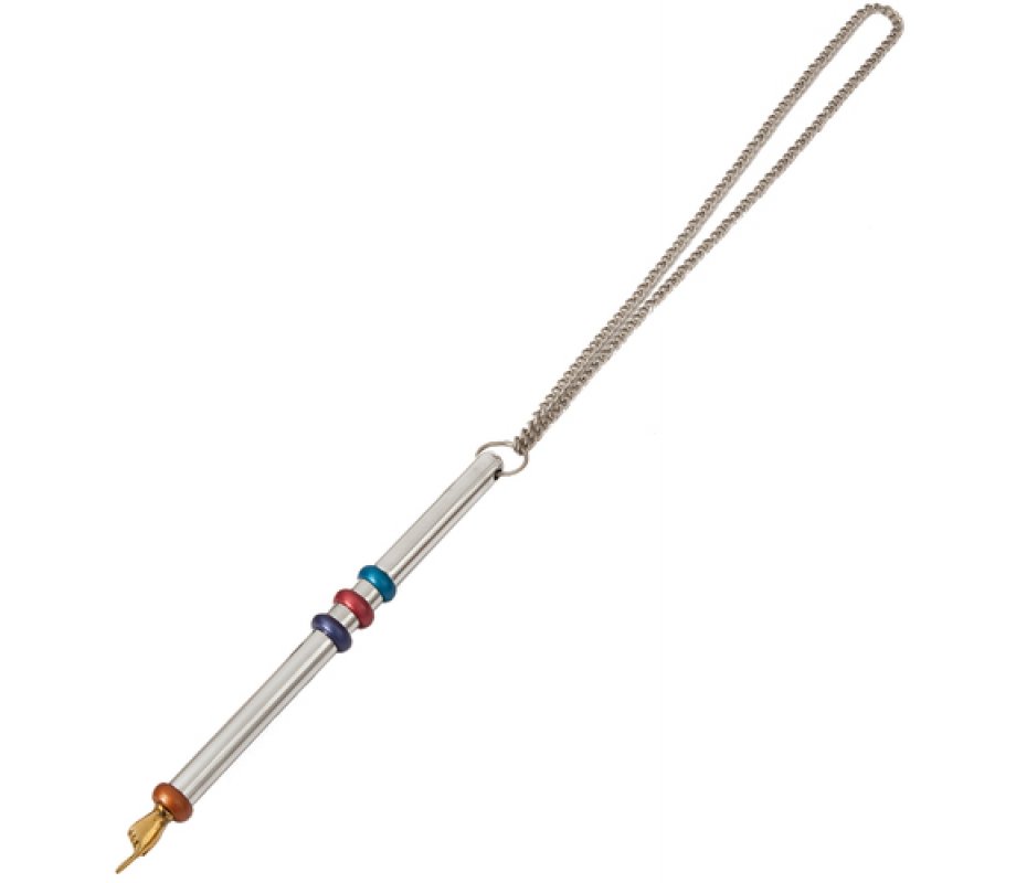 Yair Emanuel Anodized Aluminum Silver Torah Pointer Yad - Multicolor Rings