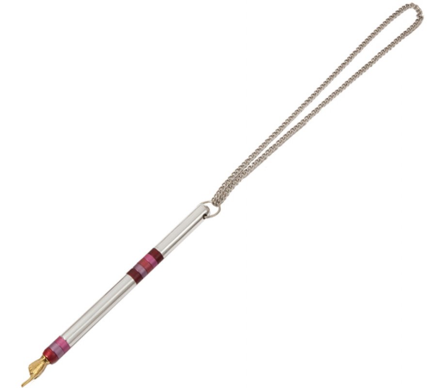 Yair Emanuel Anodized Aluminum Silver Torah Pointer Yad - Red Bands