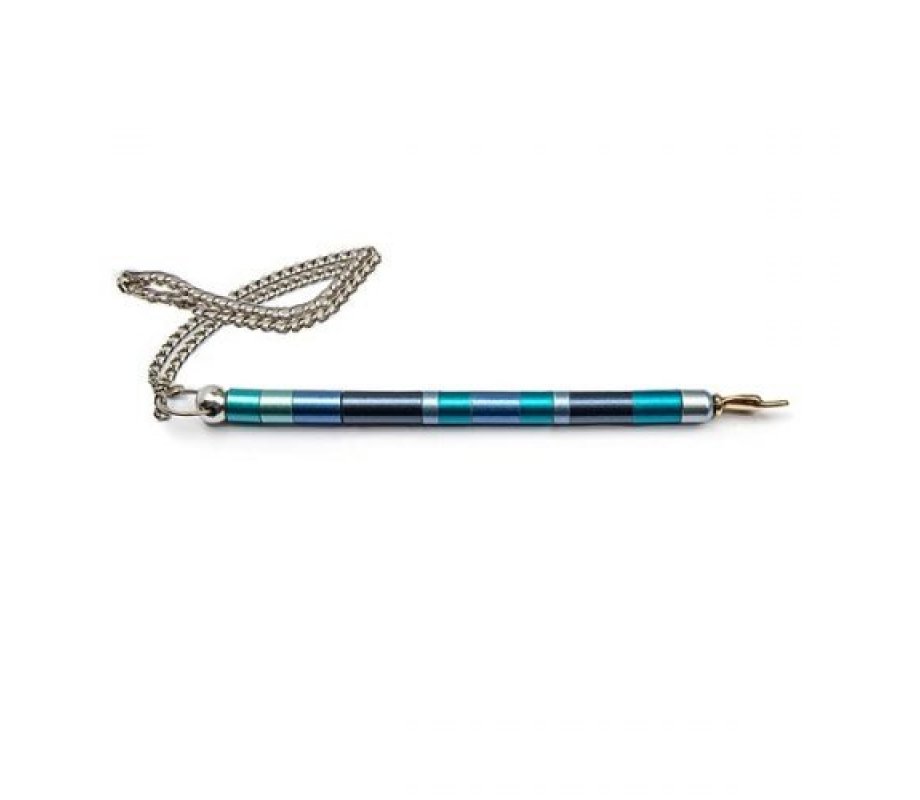 Yair Emanuel Anodized Aluminum Torah Pointer, Multiple Rings - Blue