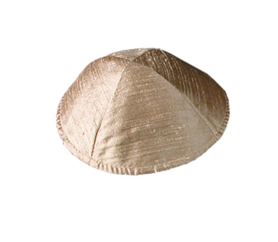 Yair Emanuel Basic Raw Silk Kippah - Gold Tan