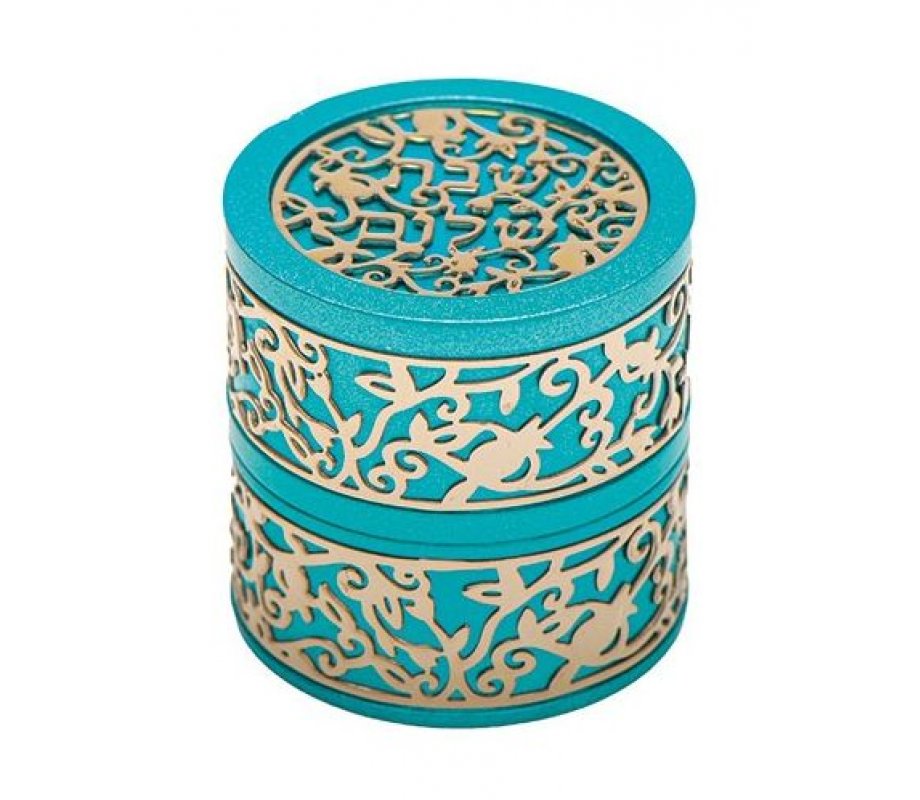 Yair Emanuel Compact Travelling Candlesticks, Cutout Pomegranates - Turquoise