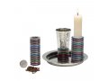 Yair Emanuel Contemporary 4-Piece Havdalah Set, Stacked Discs - Colored