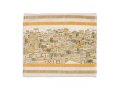 Yair Emanuel Embroidered Tallit Bag, Tefillin Bag Panoramic Jerusalem - Silver and Gold