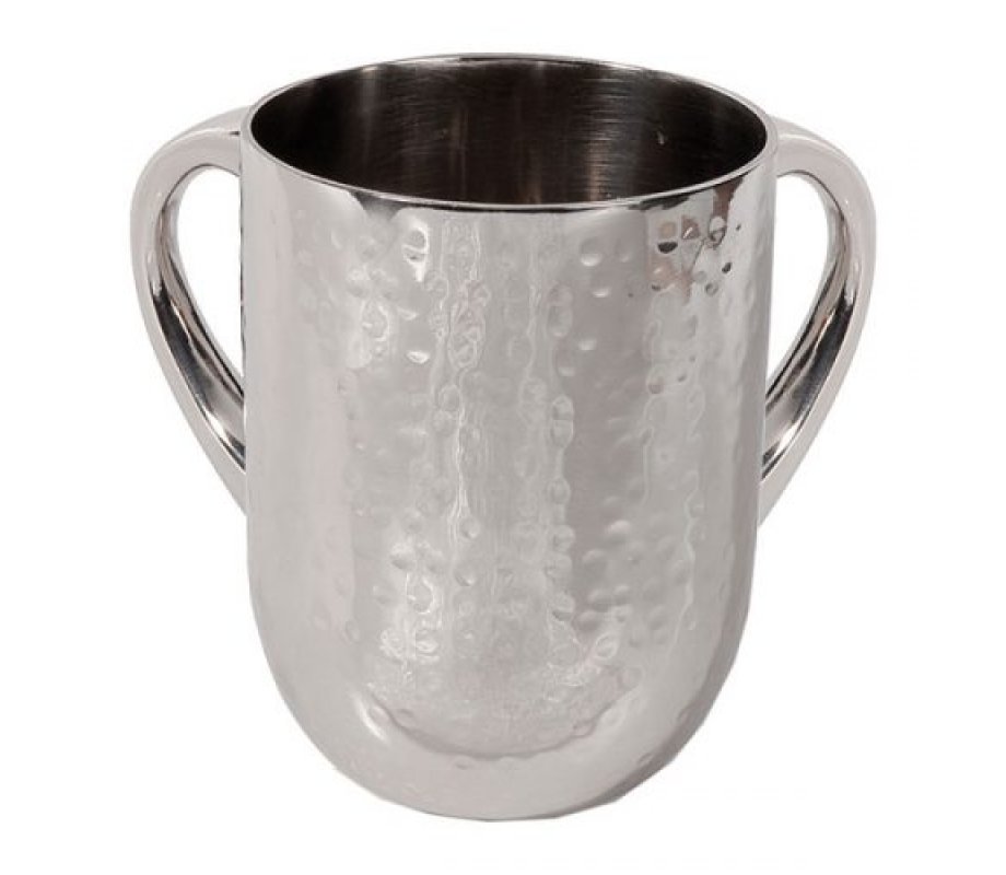 Yair Emanuel Hammered Aluminum Netilat Yadayim Wash Cup - Silver
