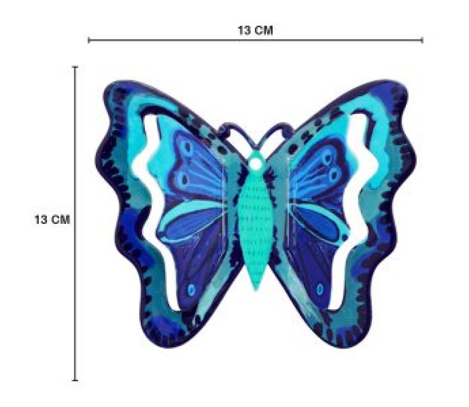 Yair Emanuel Hand Painted Wall Décor, Shades of Blue Butterfly – 5.1