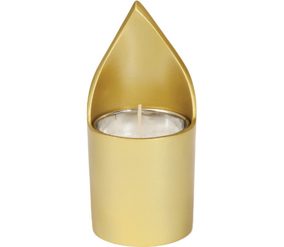 Yair Emanuel Metal Yahrzeit Memorial Candle Holder - Flame Shaped