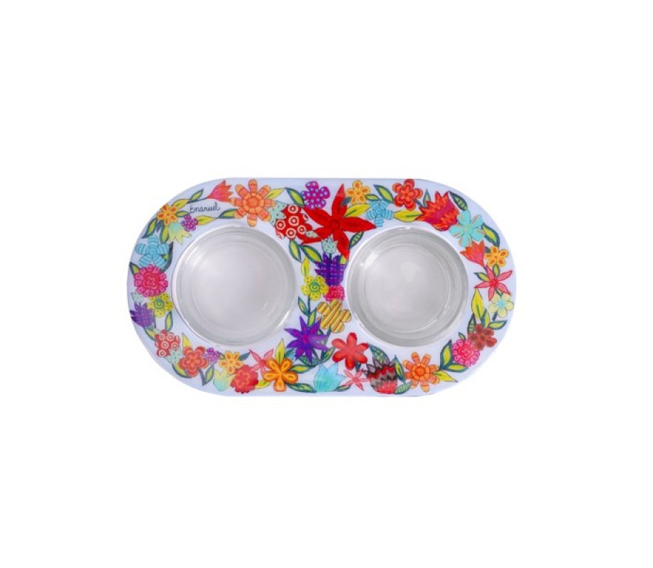 Yair Emanuel Metal and Glass Candle Holders for Tea Lights - Floral