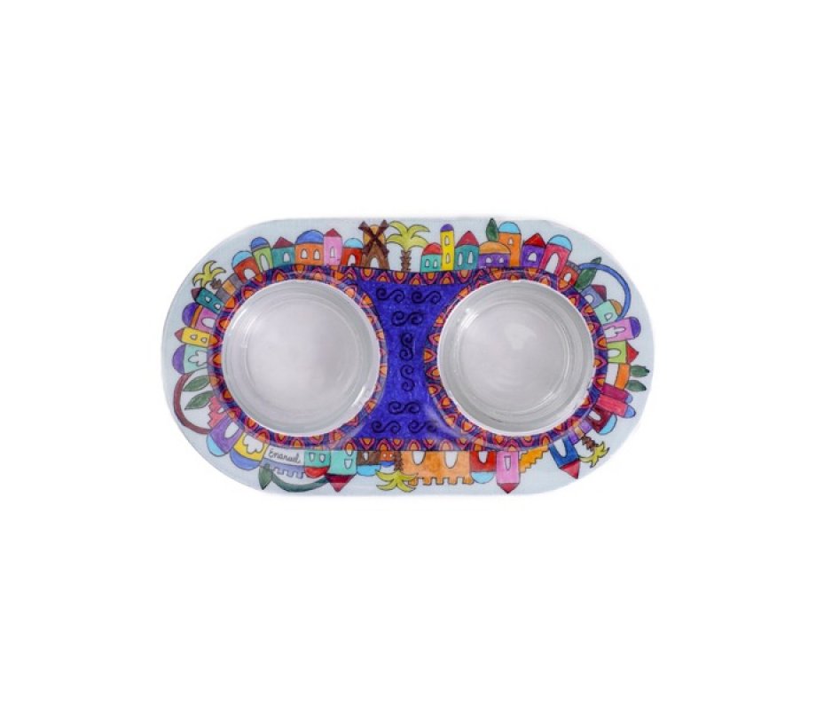 Yair Emanuel Metal and Glass Candle Holders for Tea Lights - Jerusalem