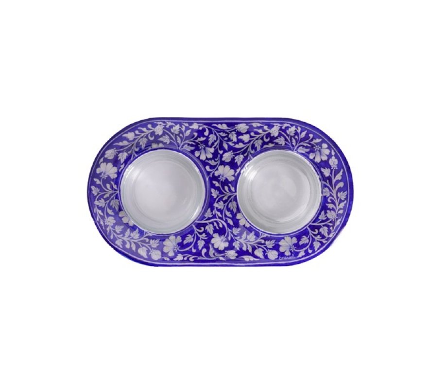 Yair Emanuel Metal and Glass Candle Holders for Tea Lights - White Flowers