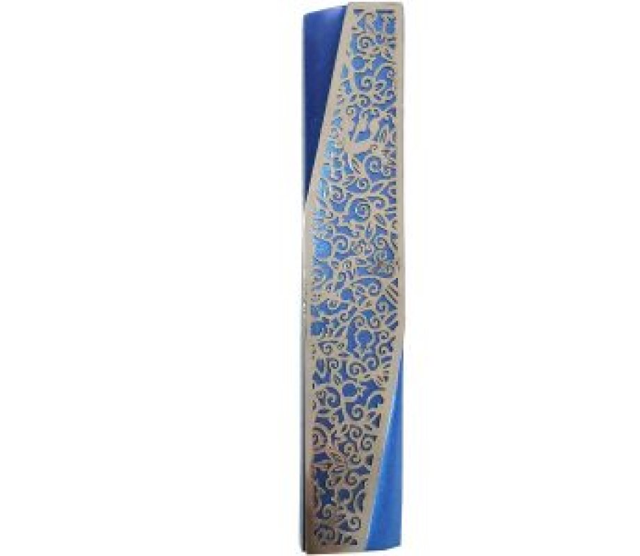 Yair Emanuel Mezuzah Case, Geometric Style and Pomegranates - Choice of Colors