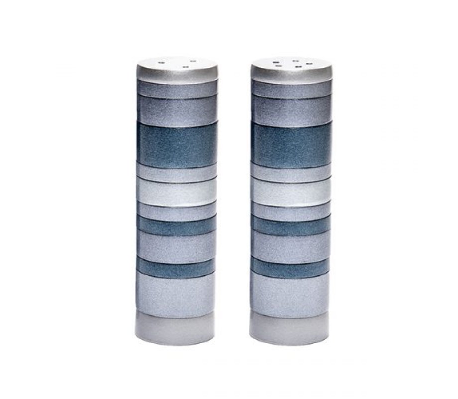 Yair Emanuel Salt and Pepper Shakers, Anodized Aluminum - Gray Rings