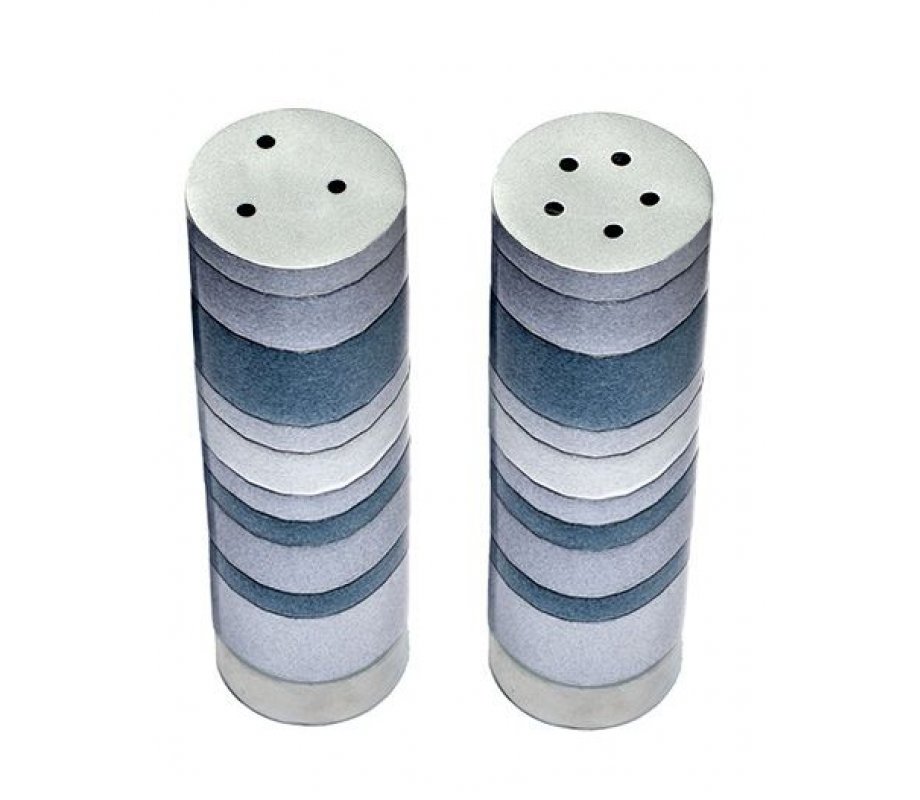 Yair Emanuel Salt and Pepper Shakers, Anodized Aluminum - Gray Rings