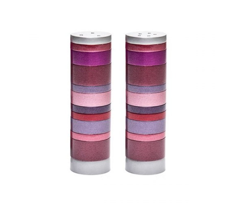Yair Emanuel Salt and Pepper Shakers, Anodized Aluminum – Maroon Rings
