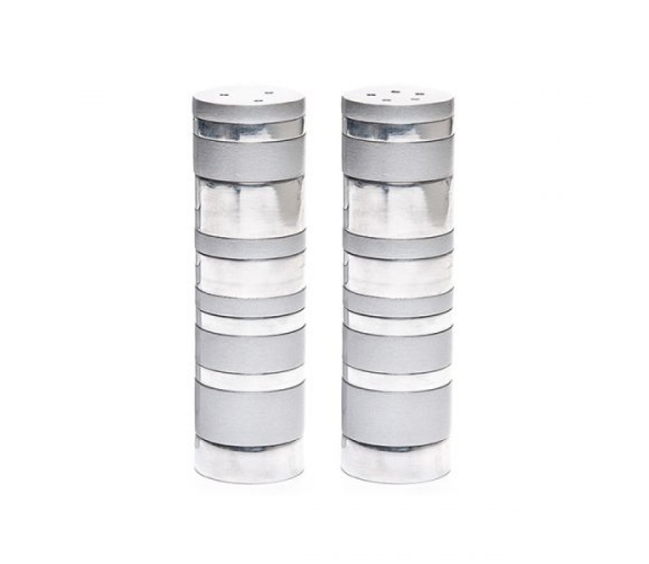 Yair Emanuel Salt and Pepper Shakers, Anodized Aluminum - Silver Rings