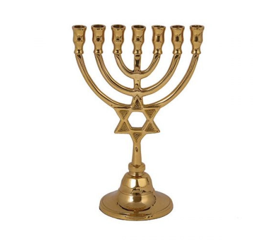 Yair Emanuel Seven Branch Bronze Menorah with Star of David