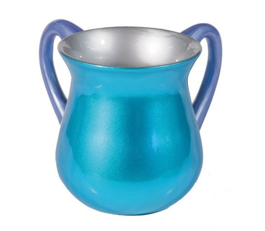 Yair Emanuel Small Aluminum Classic Netilat Yadayim Wash Cup - Turquoise