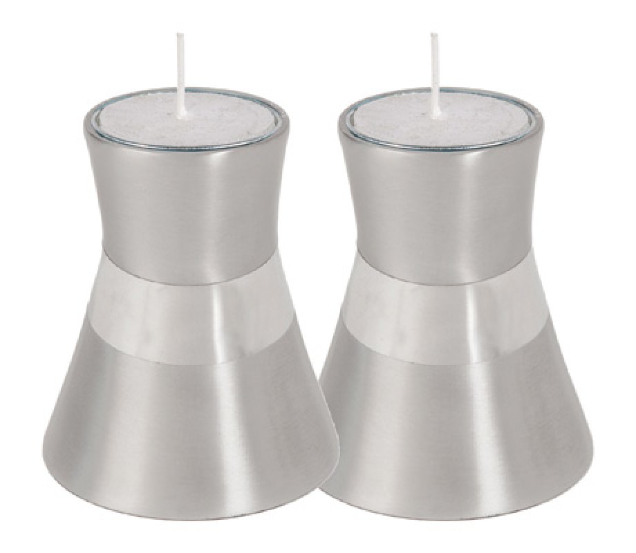 Yair Emanuel Small Anodized Aluminum Candlesticks, Silver Band - Choice of Colors