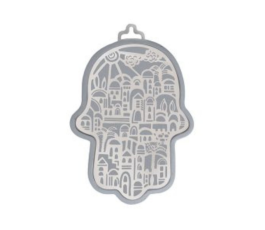 Yair Emanuel Small Wall Hamsa, Delicate Jerusalem Overlay - Choice of Colors