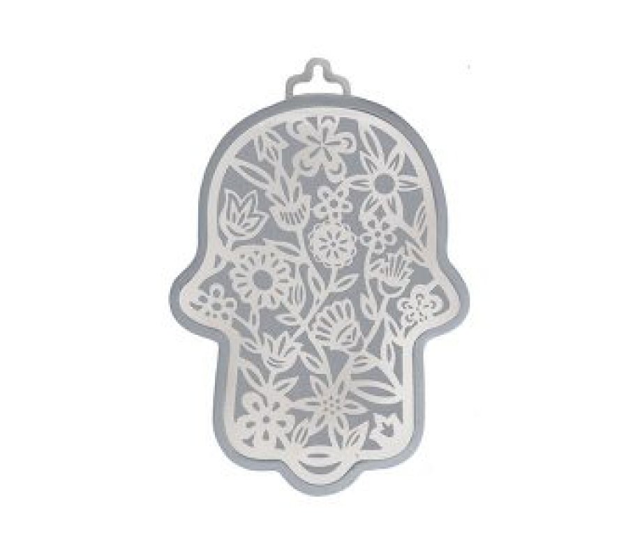 Yair Emanuel Small Wall Hamsa with Delicate Floral Overlay - Choice of Colors