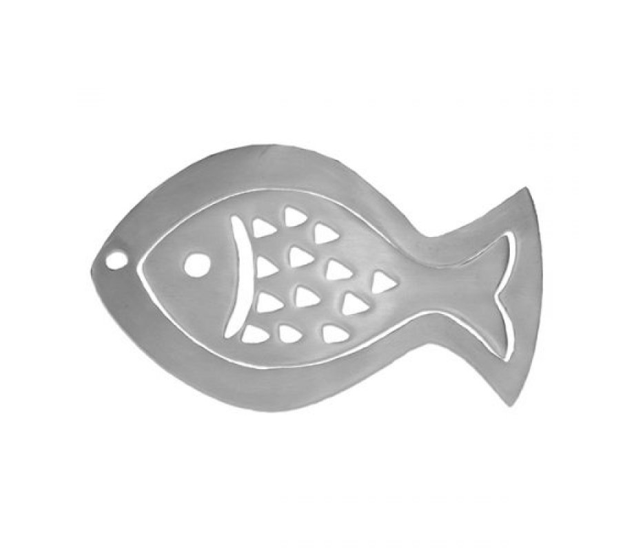 Yair Emanuel Two-in-One Aluminum Trivet, Fish - Silver
