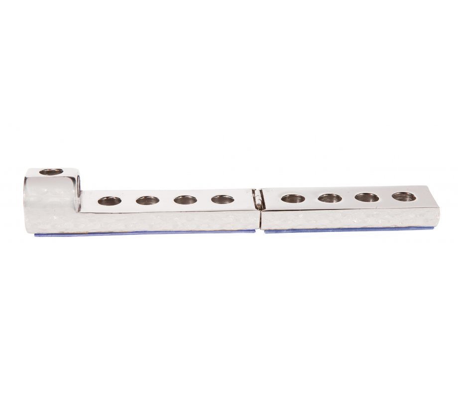 Yair Emanuel White Compact Aluminum Hanukkah Menorah - Blue Stripes