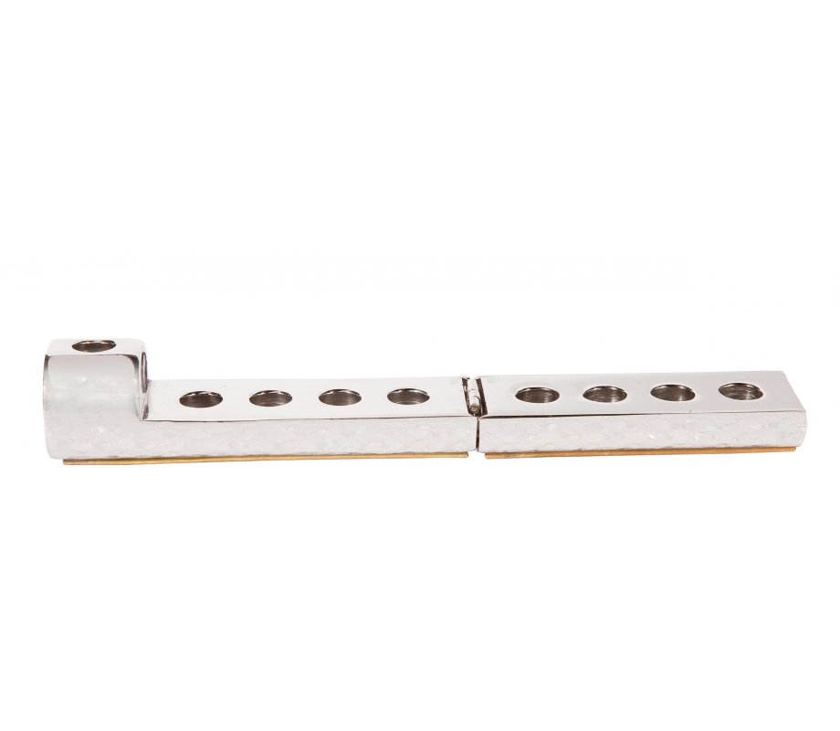 Yair Emanuel White Compact Aluminum Hanukkah Menorah - Colored Stripes