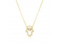 Yellow-Gold Plated Sterling Silver Necklace with Hamsa Pendant, Zircon Decorated