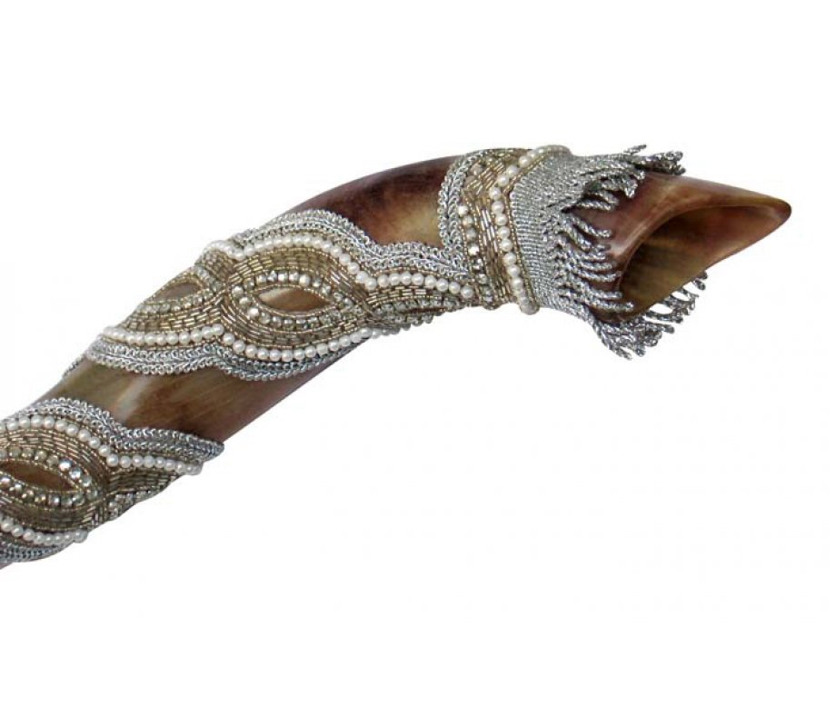 Yemenite Decorated Shofar - Pearl Yemenite style